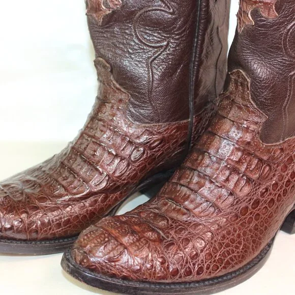 Cowtown Cowboy Boots + Crocodilian-Pattern Leather + Dark Brown + Size 11 - Picture 3 of 12